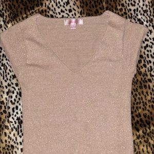 Tan gold glitter sweater top small xhilaration